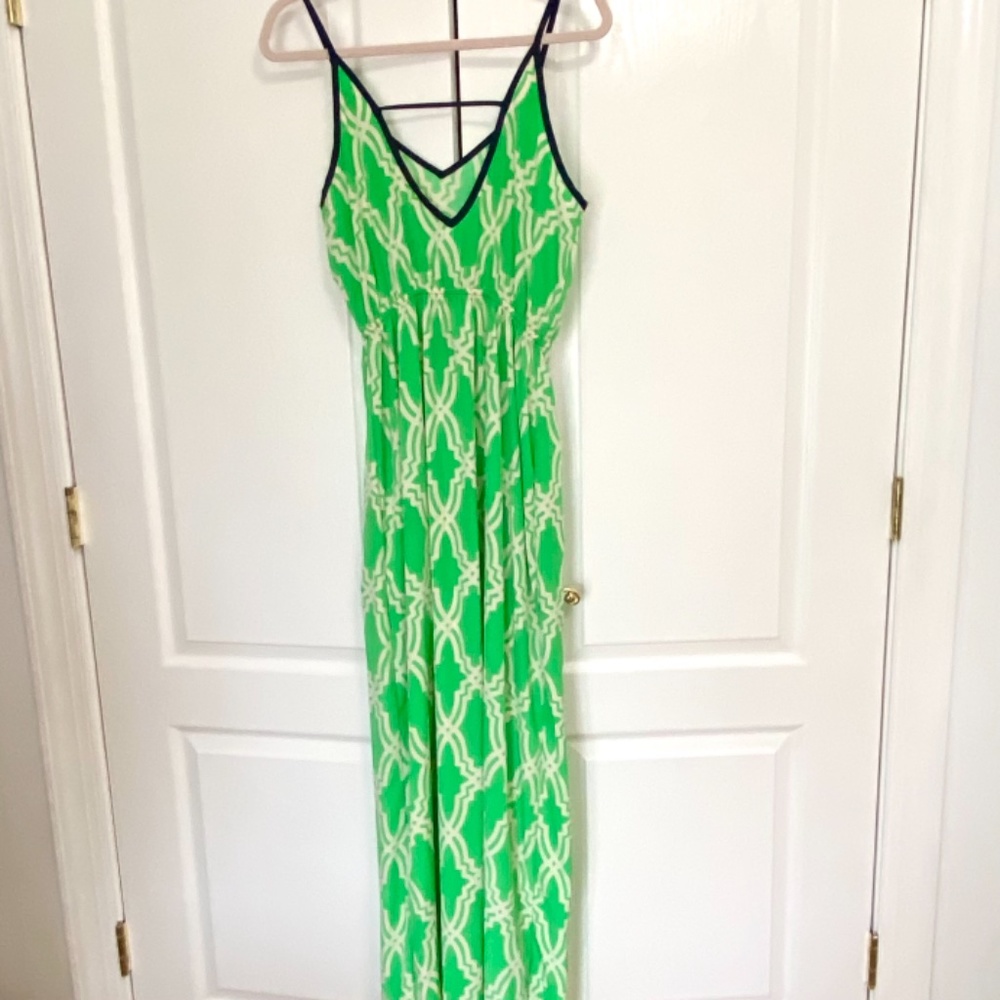 Excellent Condition Francesca’s Boutique Green & White Maxi Dress - Picture 3 of 14